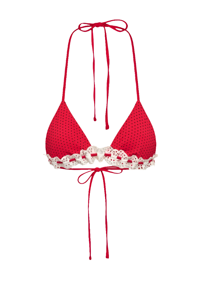 Bikini con encaje y lunares para mujer