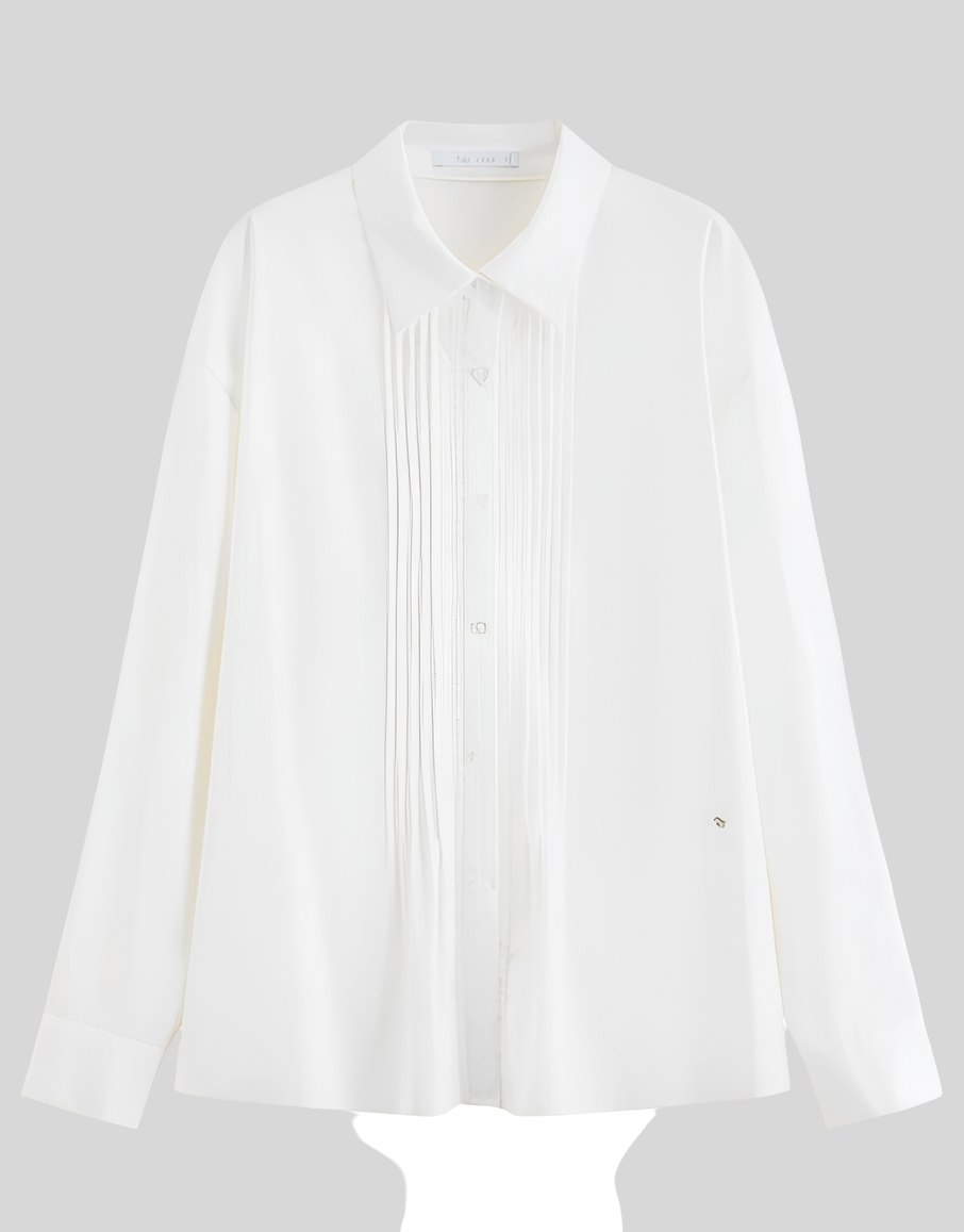 Blusa plisada de encaje otoño 2025