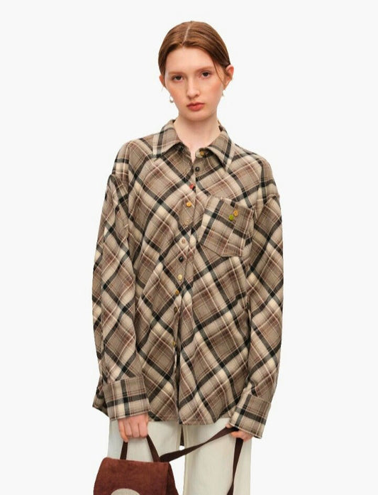 Camisa a cuadros retro para mujer: nueva versión de invierno