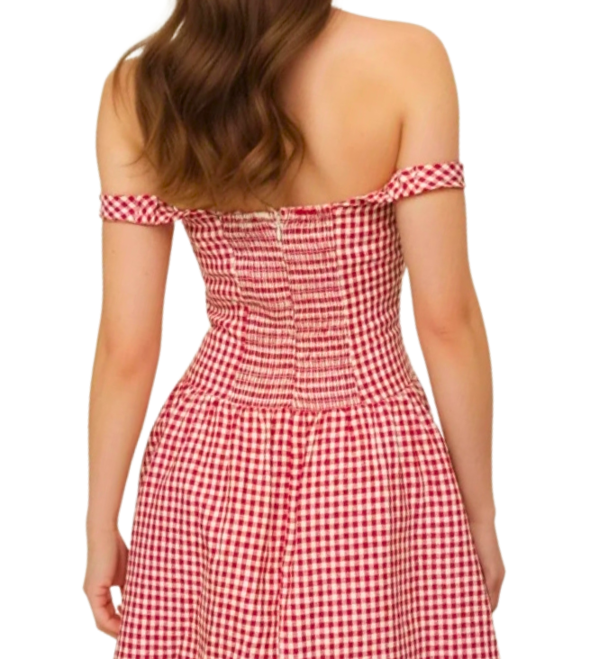 Vestido mini con estampado de cuadros