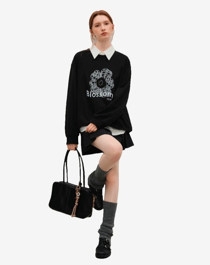 Sudadera Mujer: Hombros Caídos y Bordados