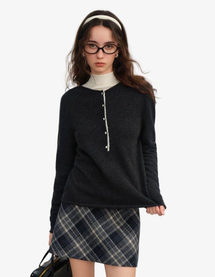 Suéter de lana con encaje elegancia y comodidad para mujeres - MODA PAIXAO