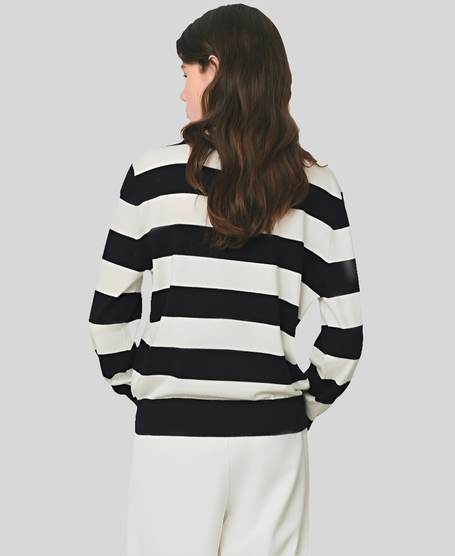 Sweater a rayas blanco y negro para mujer, estilo otoño