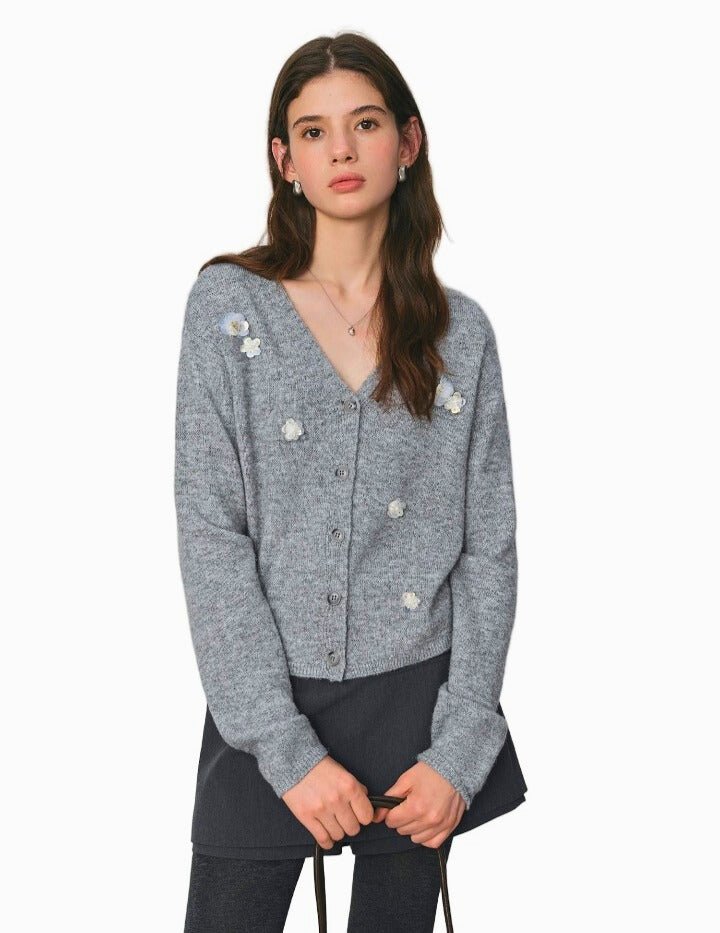 Sweater de lana con flores en 3D para mujer 2025 - MODA PAIXAO