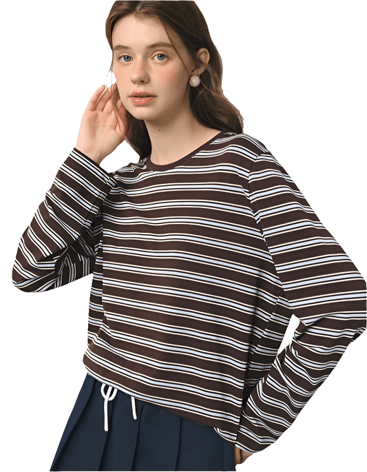 Top de manga larga a rayas retro - MODA PAIXAO