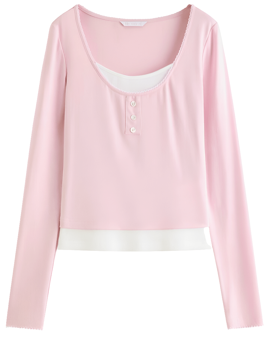 Top Falso de Dos Piezas con Contraste de Colores para Mujer - MODA PAIXAO