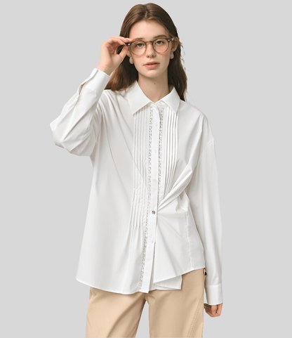 Blusa plisada de encaje otoño 2025