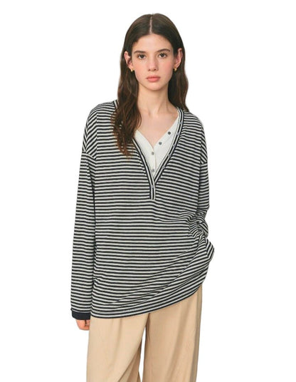 Blusa rayas vintage de manga larga - MODA PAIXAO