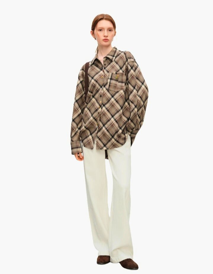 Camisa a cuadros retro para mujer: nueva versión de invierno