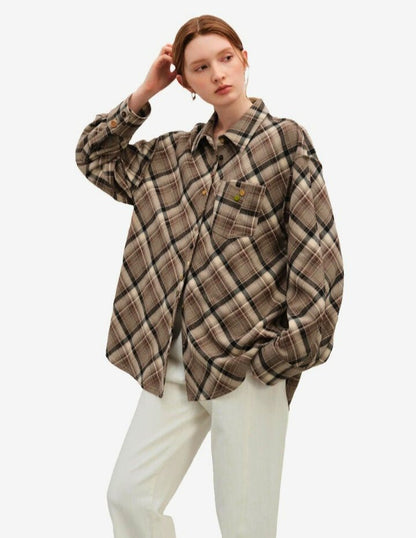 Camisa a cuadros retro para mujer: nueva versión de invierno