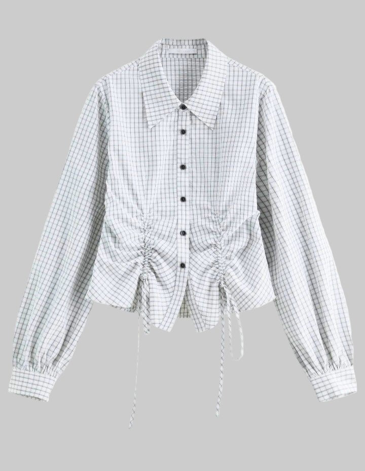 Camisa de Cuadros con Cinturón - Estilo Casual Mujer - MODA PAIXAO