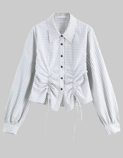 Camisa de Cuadros con Cinturón - Estilo Casual Mujer - MODA PAIXAO