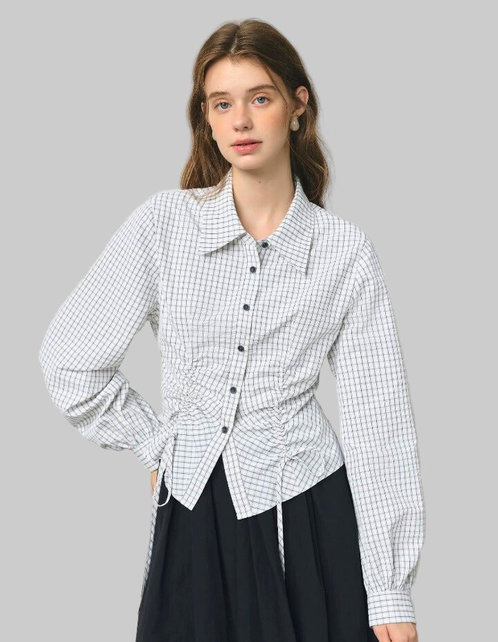 Camisa de Cuadros con Cinturón - Estilo Casual Mujer - MODA PAIXAO