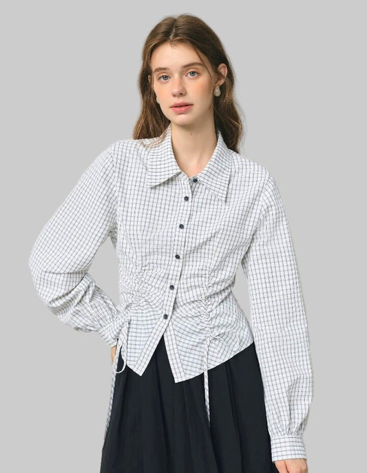 Camisa de Cuadros con Cinturón - Estilo Casual Mujer - MODA PAIXAO