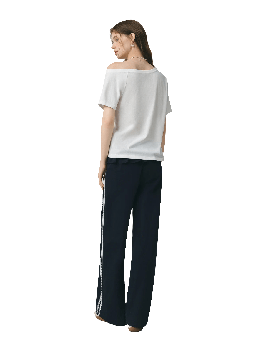 Camiseta blanca de verano con hombros descubiertos para mujer - MODA PAIXAO