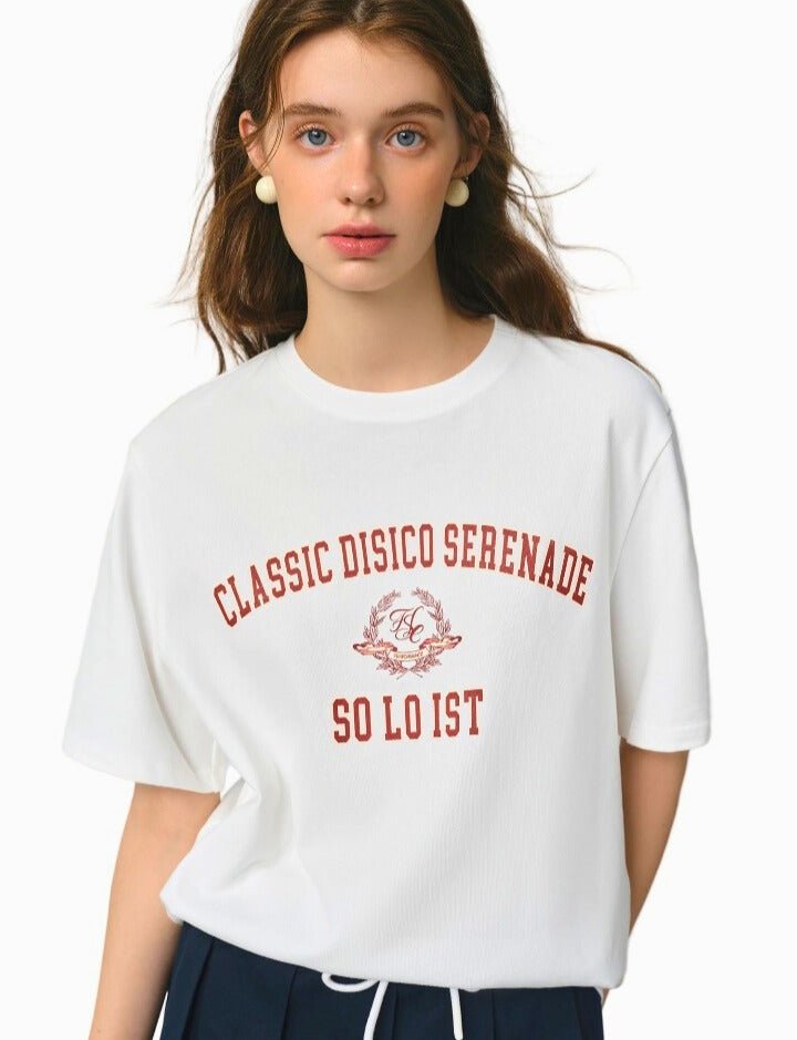 Camiseta casual retro  de algodón para mujer