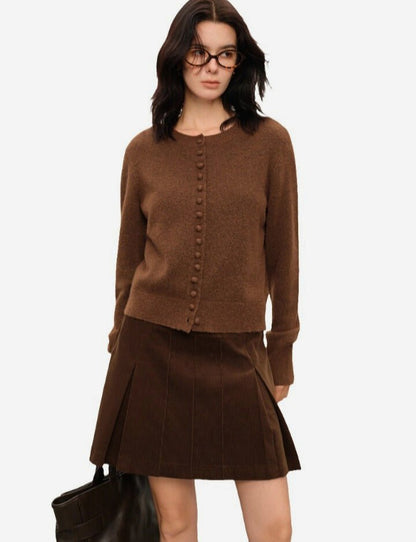 Cardigan otoño francés retro de lana para mujer 2025