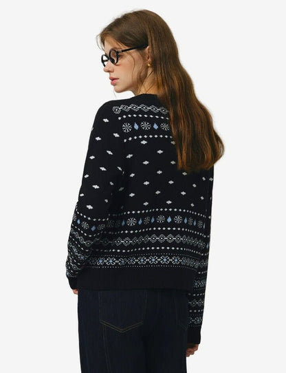 Cardigan Retro Jacquard de Navidad para Mujeres 2025 - MODA PAIXAO