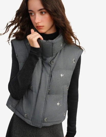 Chaleco Plumífero Embellecido para Mujer