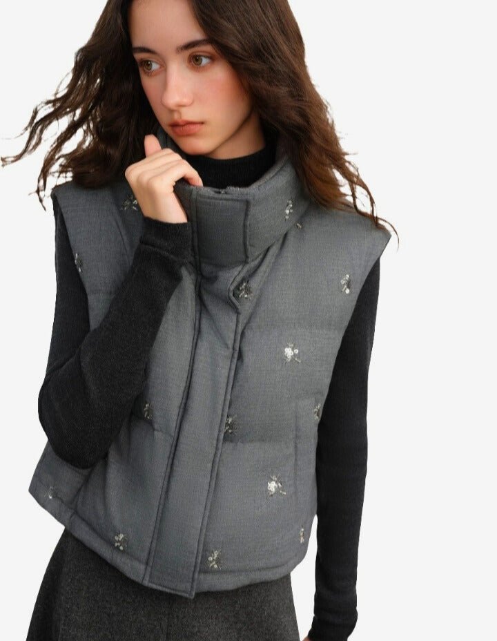 Chaleco Plumífero Embellecido para Mujer