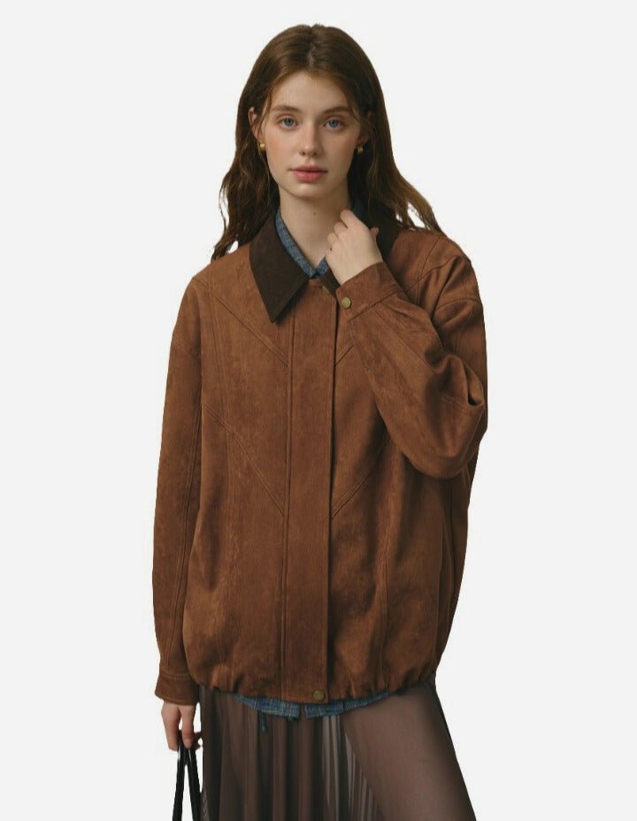 Chaqueta de gamuza retro para mujer