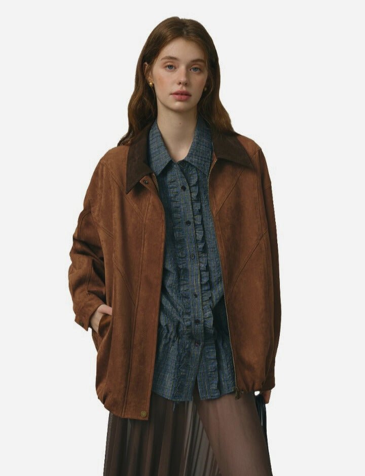 Chaqueta de gamuza retro para mujer