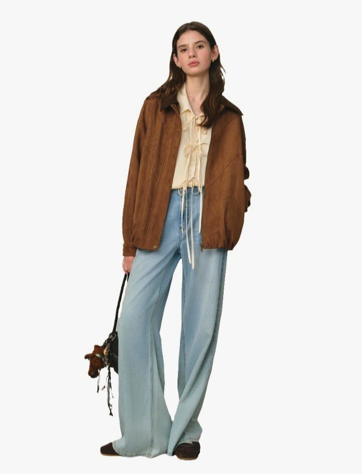 Chaqueta de gamuza retro para mujer