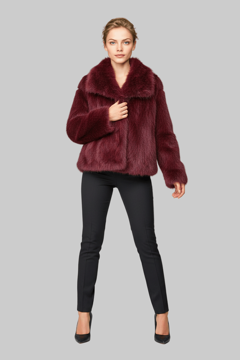 Chaquetón de piel sintética para mujer elegancia con botones