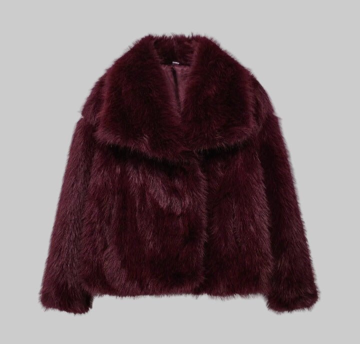 Chaquetón de piel sintética para mujer elegancia con botones