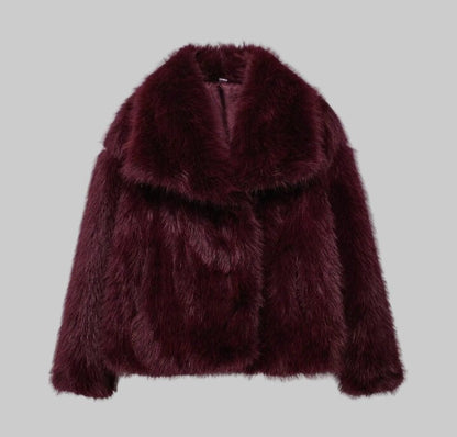 Chaquetón de piel sintética para mujer elegancia con botones