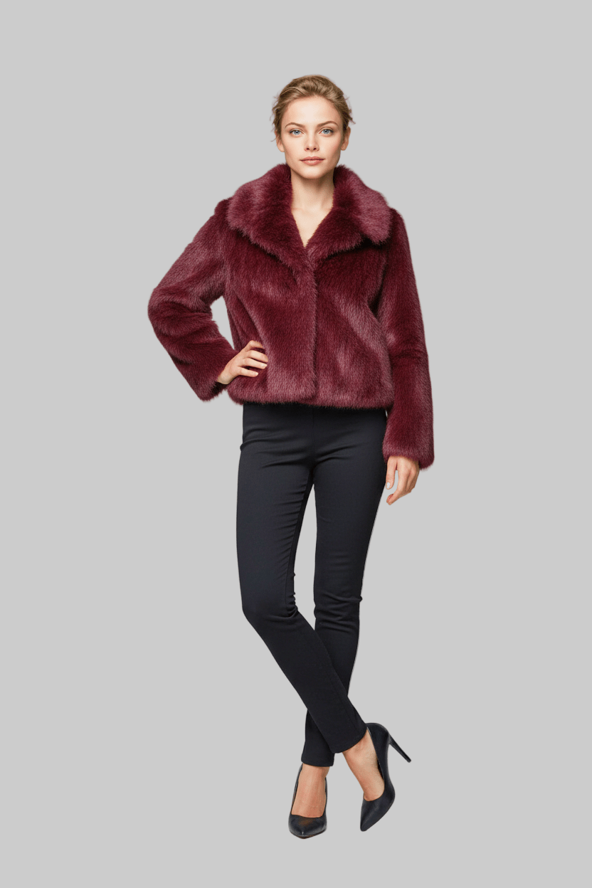 Chaquetón de piel sintética para mujer elegancia con botones