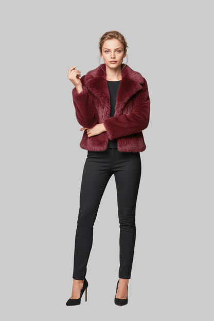 Chaquetón de piel sintética para mujer elegancia con botones