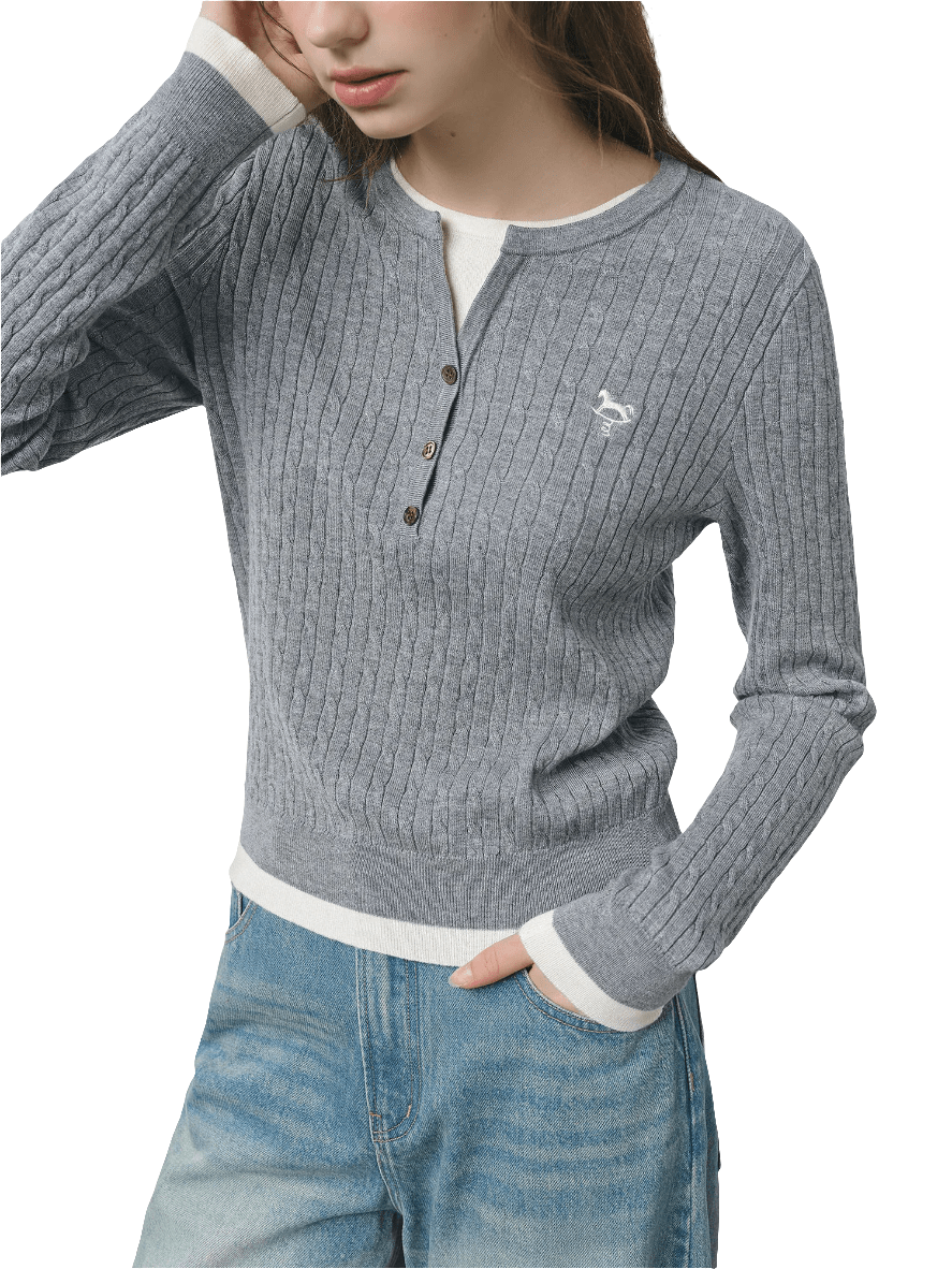 Jersey de punto con diseño falso dos piezas para mujer2025. - MODA PAIXAO