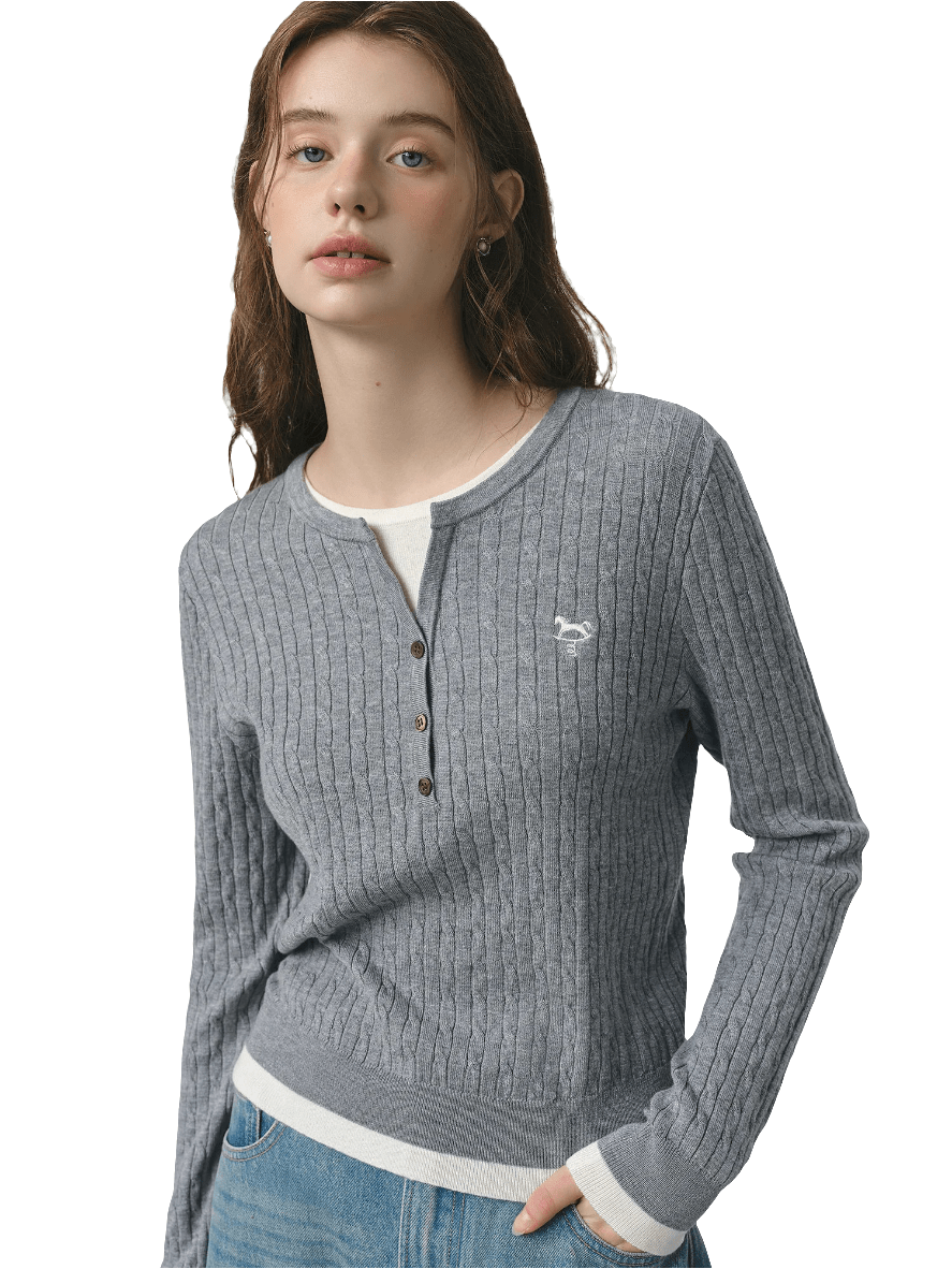 Jersey de punto con diseño falso dos piezas para mujer2025. - MODA PAIXAO