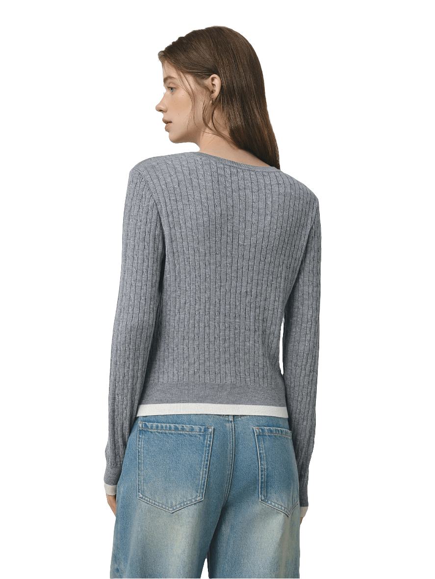 Jersey de punto con diseño falso dos piezas para mujer2025. - MODA PAIXAO