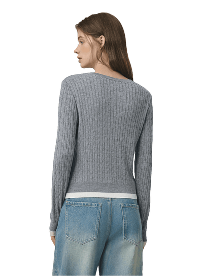 Jersey de punto con diseño falso dos piezas para mujer2025. - MODA PAIXAO