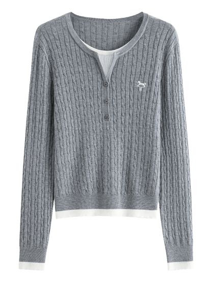 Jersey de punto con diseño falso dos piezas para mujer2025. - MODA PAIXAO