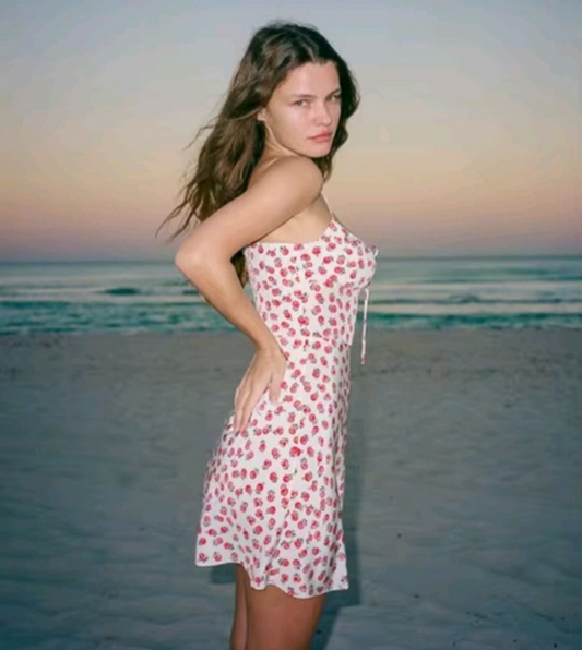 Vestido mini  de seda con estampado para mujer