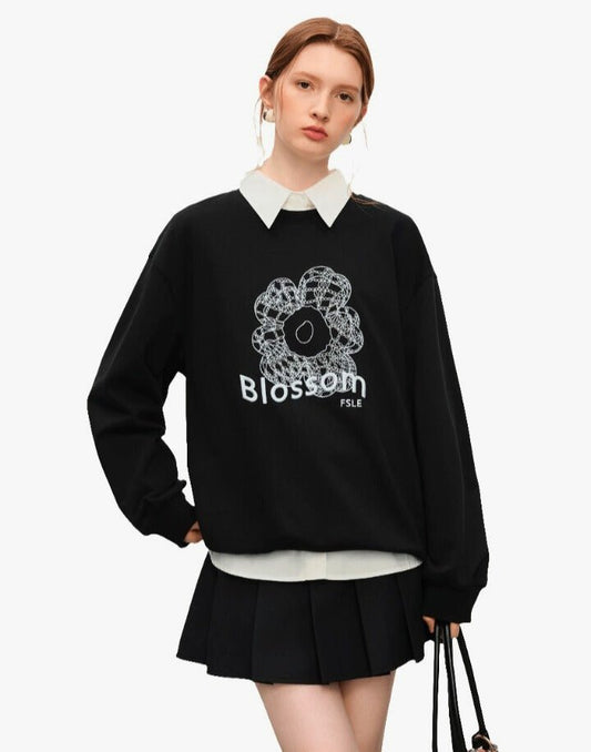 Sudadera Mujer: Hombros Caídos y Bordados