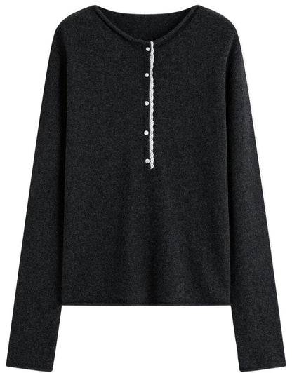 Suéter de lana con encaje elegancia y comodidad para mujeres - MODA PAIXAO