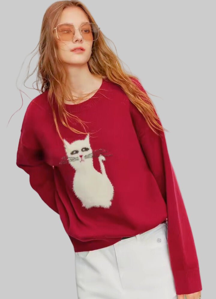 Suéter tejido con gatos: Nueva colección otoño 2025