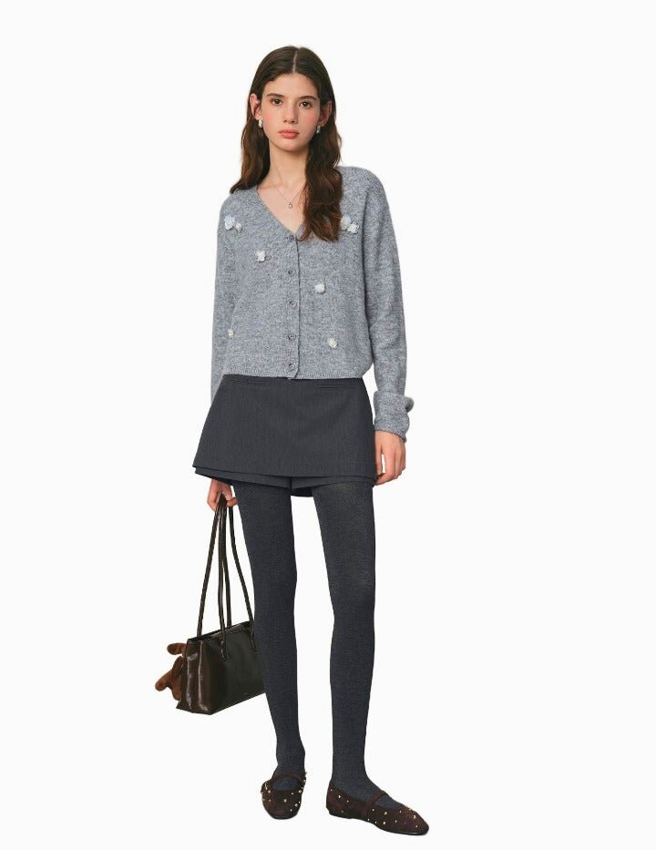 Sweater de lana con flores en 3D para mujer 2025 - MODA PAIXAO