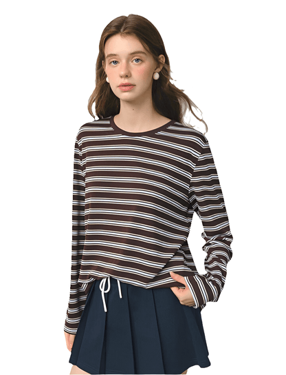 Top de manga larga a rayas retro - MODA PAIXAO