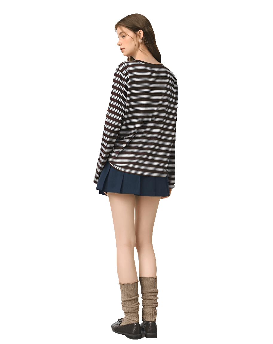 Top de manga larga a rayas retro - MODA PAIXAO