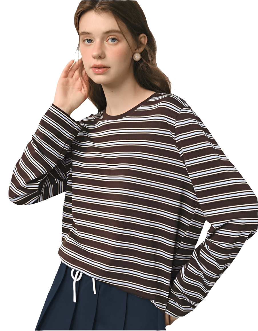 Top de manga larga a rayas retro - MODA PAIXAO