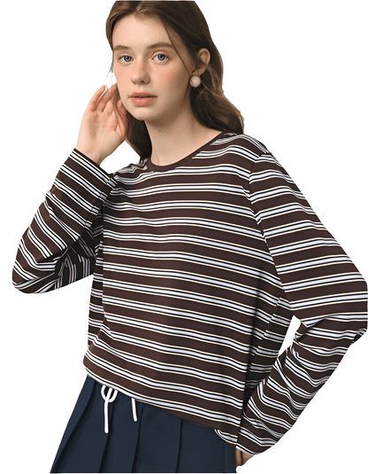 Top de manga larga a rayas retro - MODA PAIXAO