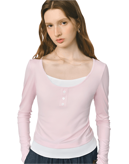 Top Falso de Dos Piezas con Contraste de Colores para Mujer - MODA PAIXAO