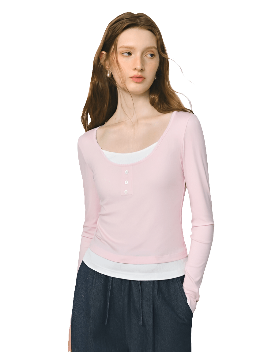 Top Falso de Dos Piezas con Contraste de Colores para Mujer - MODA PAIXAO