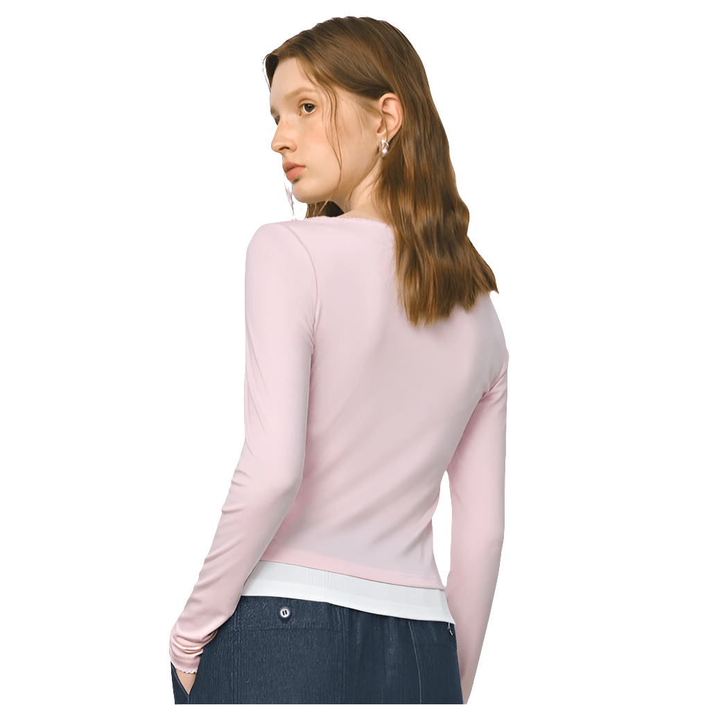 Top Falso de Dos Piezas con Contraste de Colores para Mujer - MODA PAIXAO