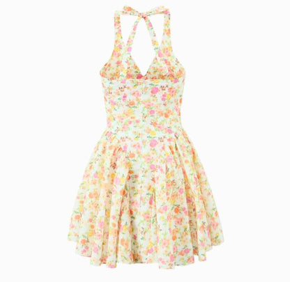 Vestido mini con estampado de flores